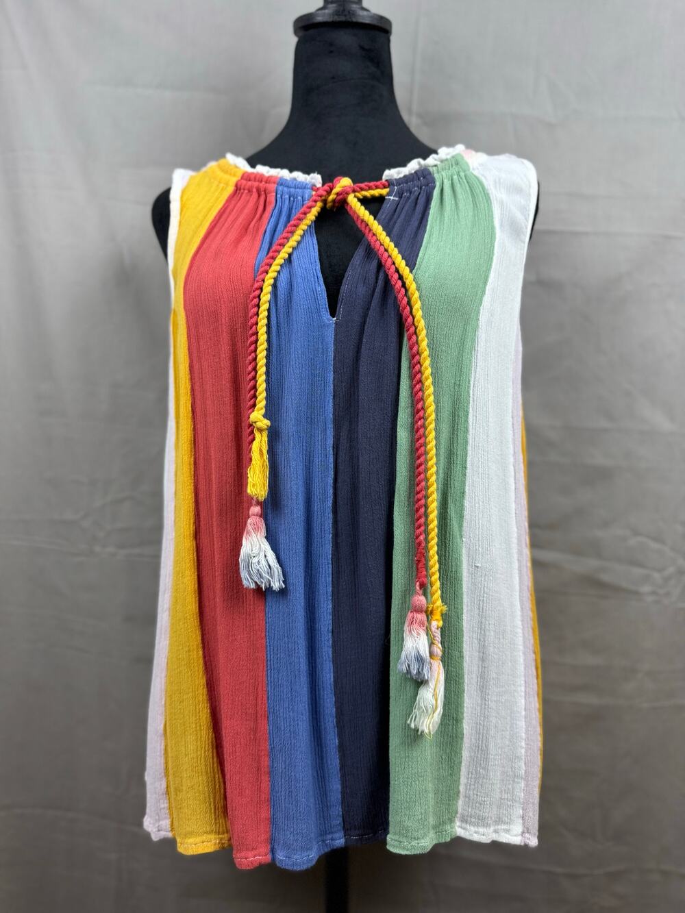 Women's Banjara Multicolored Bohemian Sleeveless Shirt, Size M